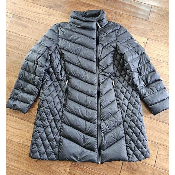 Michael Kors Packable Down Fill Black Puffer Longline Jacket Women's Size 1X - Picture 1 of 8